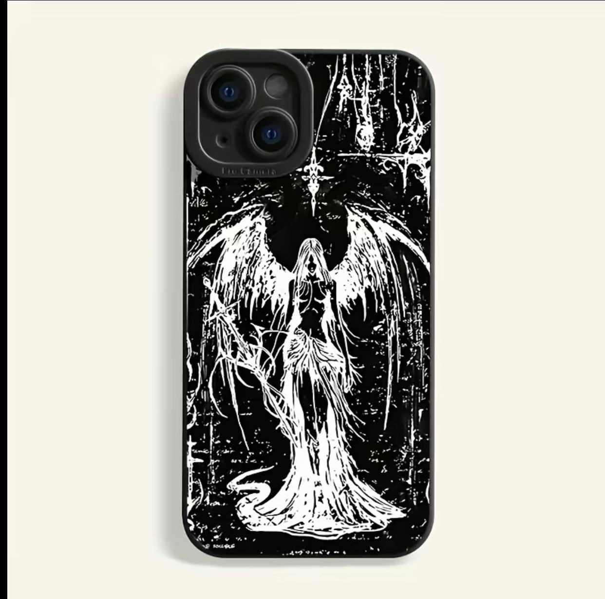 Black Gothic angel with wings phone case, iPhone 16, 15pro, 13.