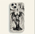 Beige Gothic angel with wings phone case, iPhone 16, 15pro, 13.