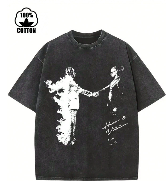 Friend Printed T-Shirt, 230g Washed, High-Quality Wax Printed Cotton Retro Fashion Brand T-Shirt