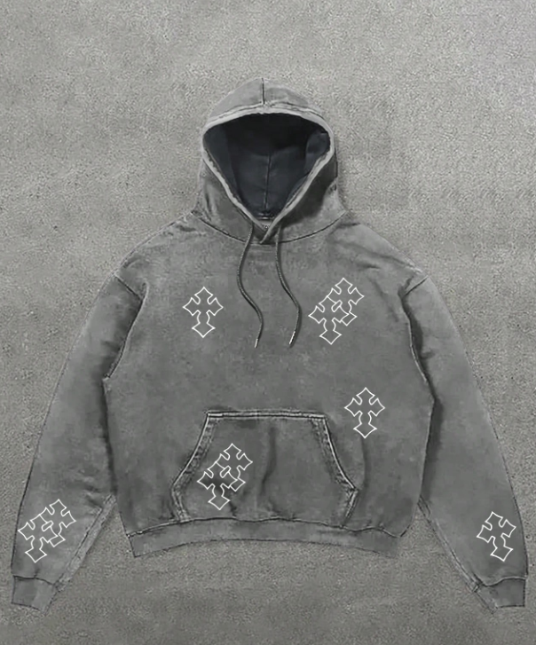 Men Vintage Street Graphic Print Drawstring Hoodie, Regular Fit Casual Comfortable Pocket