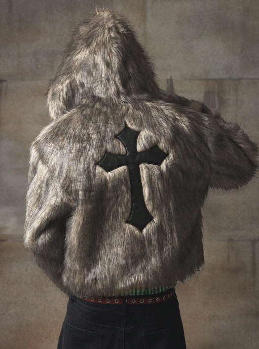 Men's Graphic Red Hooded Long Sleeve Casual Faux Fur