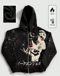 MEN Men's Portrait Print Anime Hooded Zip-Up Long Sleeve Sweatshirt, For Winter