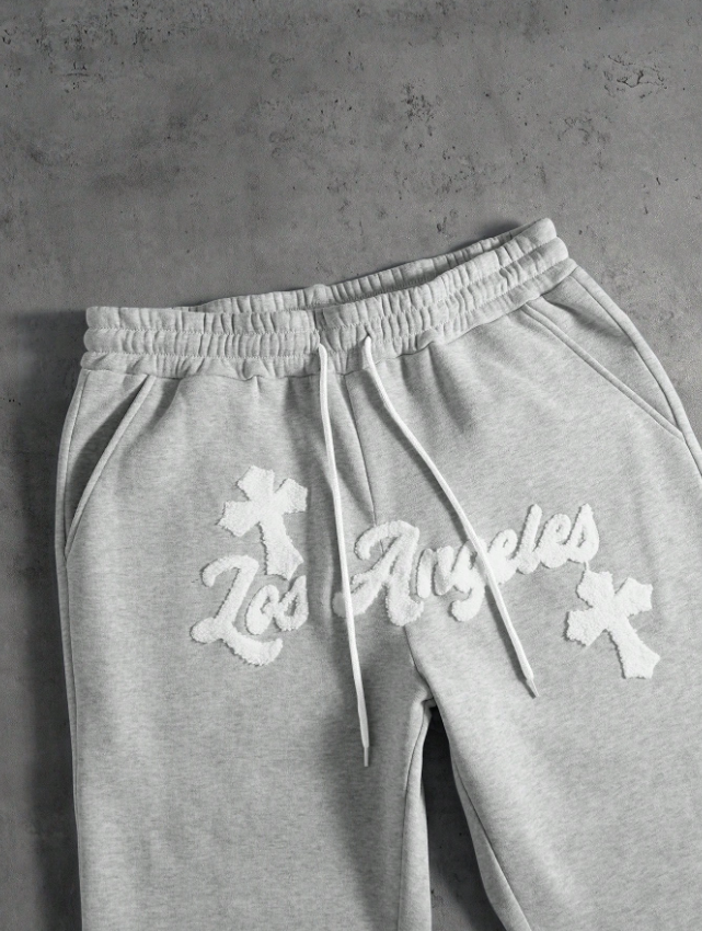 Men's Cross Graphic Drawstring Waist Pockets Casual Loose Sweatpants